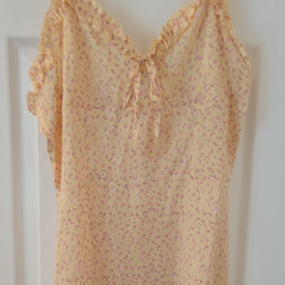 ROMWE Peach Floral Ditsy Floral Frill Chemise Slip Dress New Without Tags - Picture 8 of 12